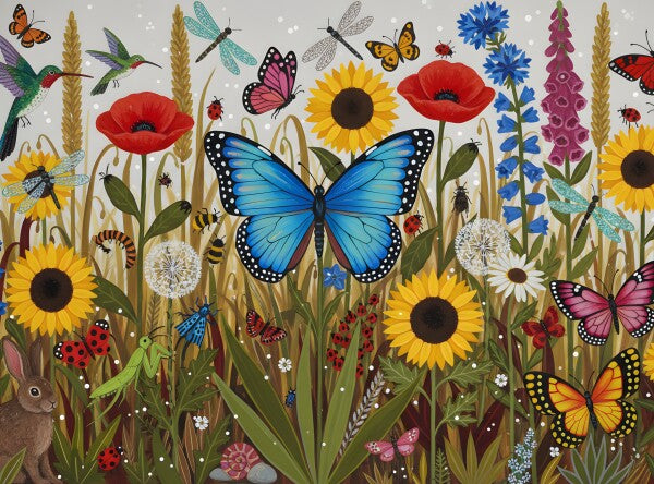 Butterfly in Flower Field.    Puzzle 54x40 cm - 500 pieces