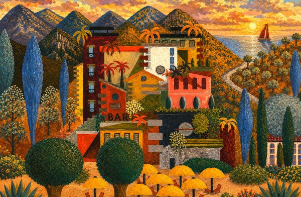 Village by the Sea.   Art by Cecilia Bertling.    Puzzle 68x44cm - 1000 pieces